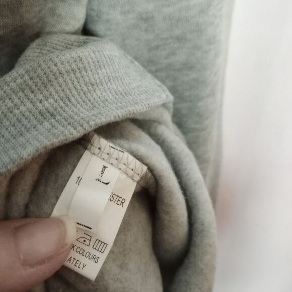 Oversized RELAX Graphic Print Fleece Hoodie Gray Pullover Sweatshirt NWOT Large - Picture 5 of 6